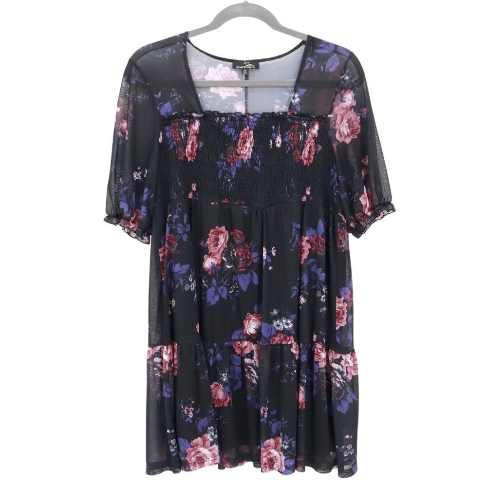 Suzanne Betro Babydoll Dress Womens 1X Black Whimsigoth Milkmaid Romantic Boho